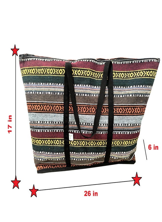 Fclues Tote Bag For Shopping, Shoulder Bag, Travel Bag, Laptop Bag B Print BLue (26 x 5 x 17) inch Jambo Size - Image 4